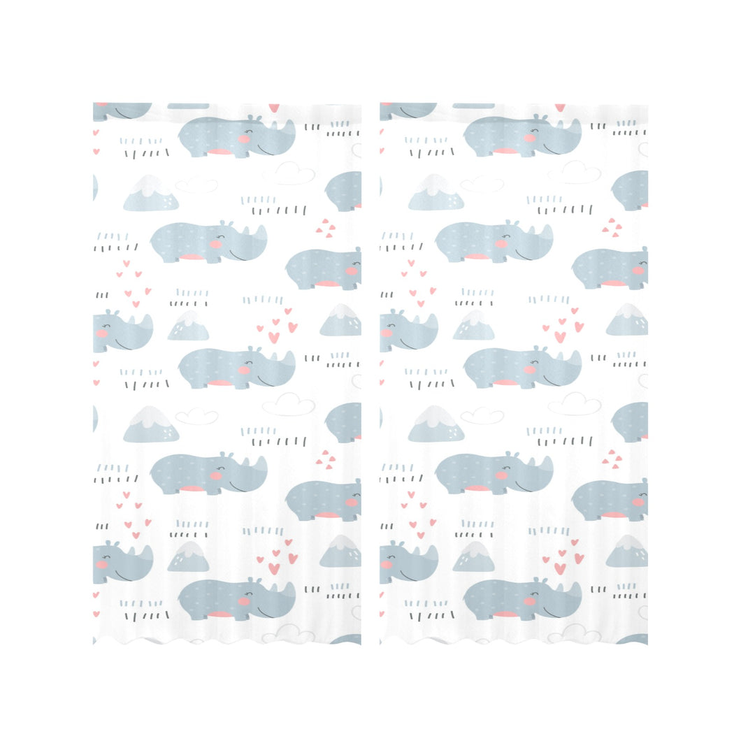 cute rhino heart pattern Gauze Curtain