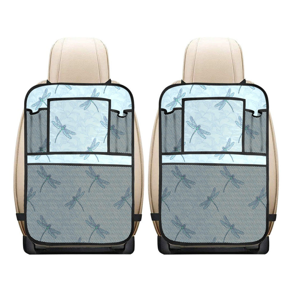 Dragonfly pattern blue background Car Seat Back Organizer