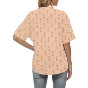 Engine Piston Cream Background Pattern Design 04 Women's All Over Print Hawaiian Shirt