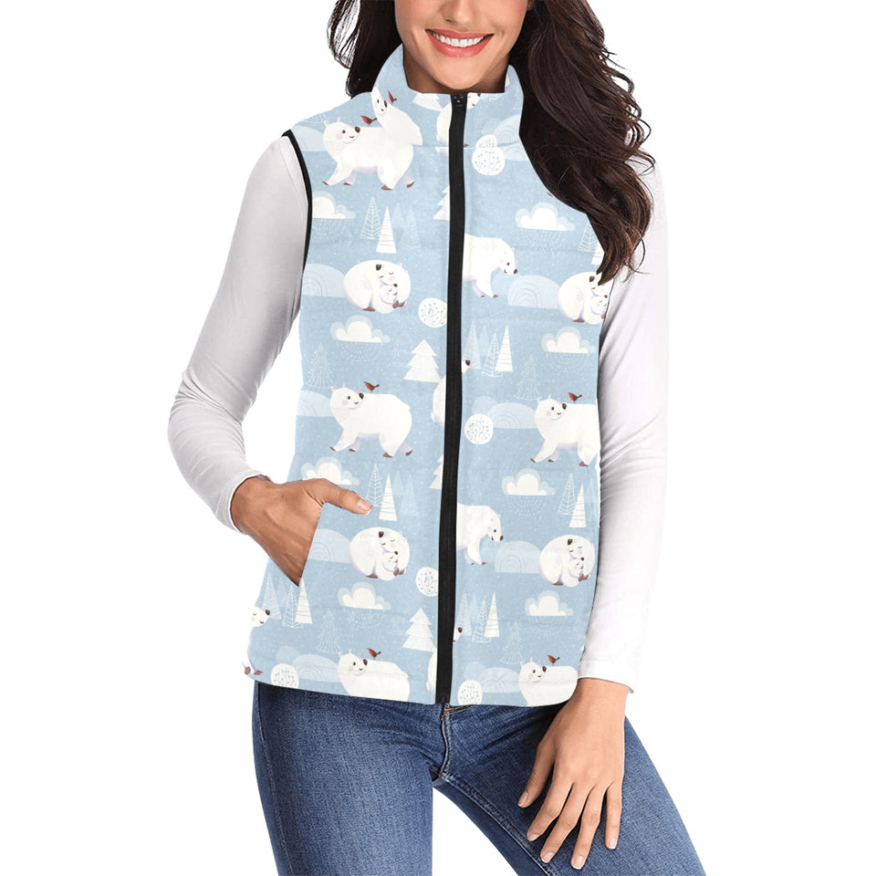 Cute polar bears Christmas decoration pattern Women's Padded Vest