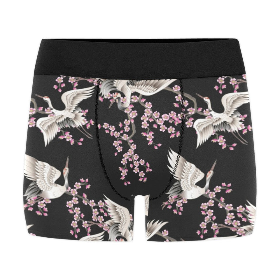 Japanese crane pink sakura pattern Men's All Over Print Boxer Briefs Men's Underwear