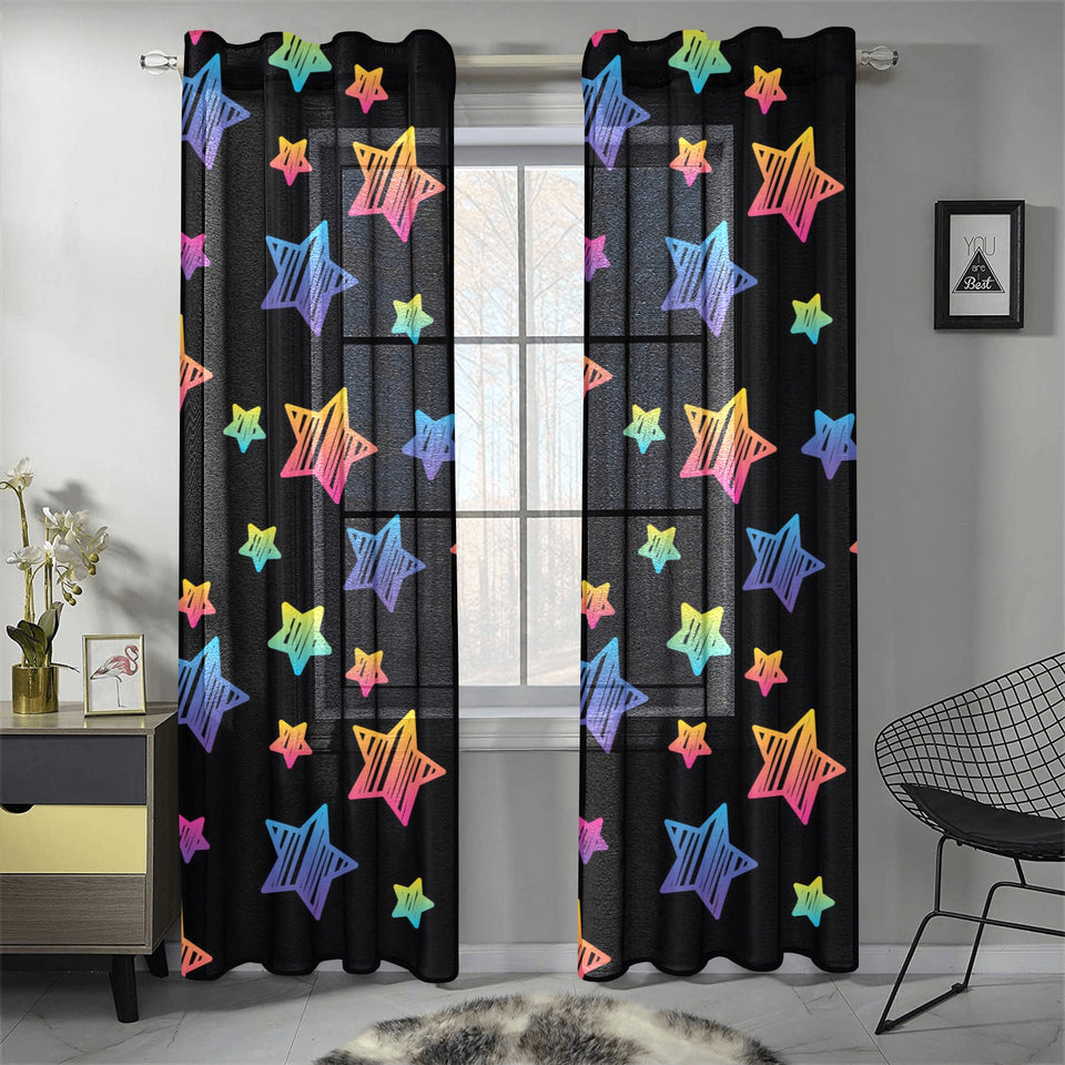 Colorful star pattern Gauze Curtain