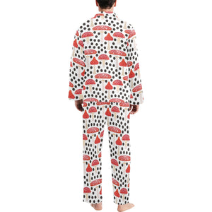 Red mushroom dot pattern Men's Long Pajama Set