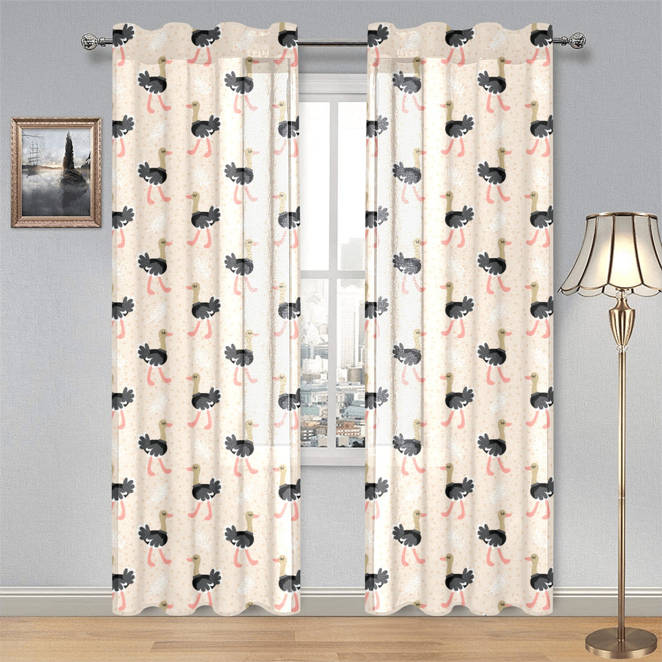 Ostrich Pattern Print Design 05 Gauze Curtain