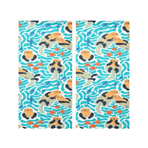 Cute sea otters fishe sea urchin pattern Gauze Curtain