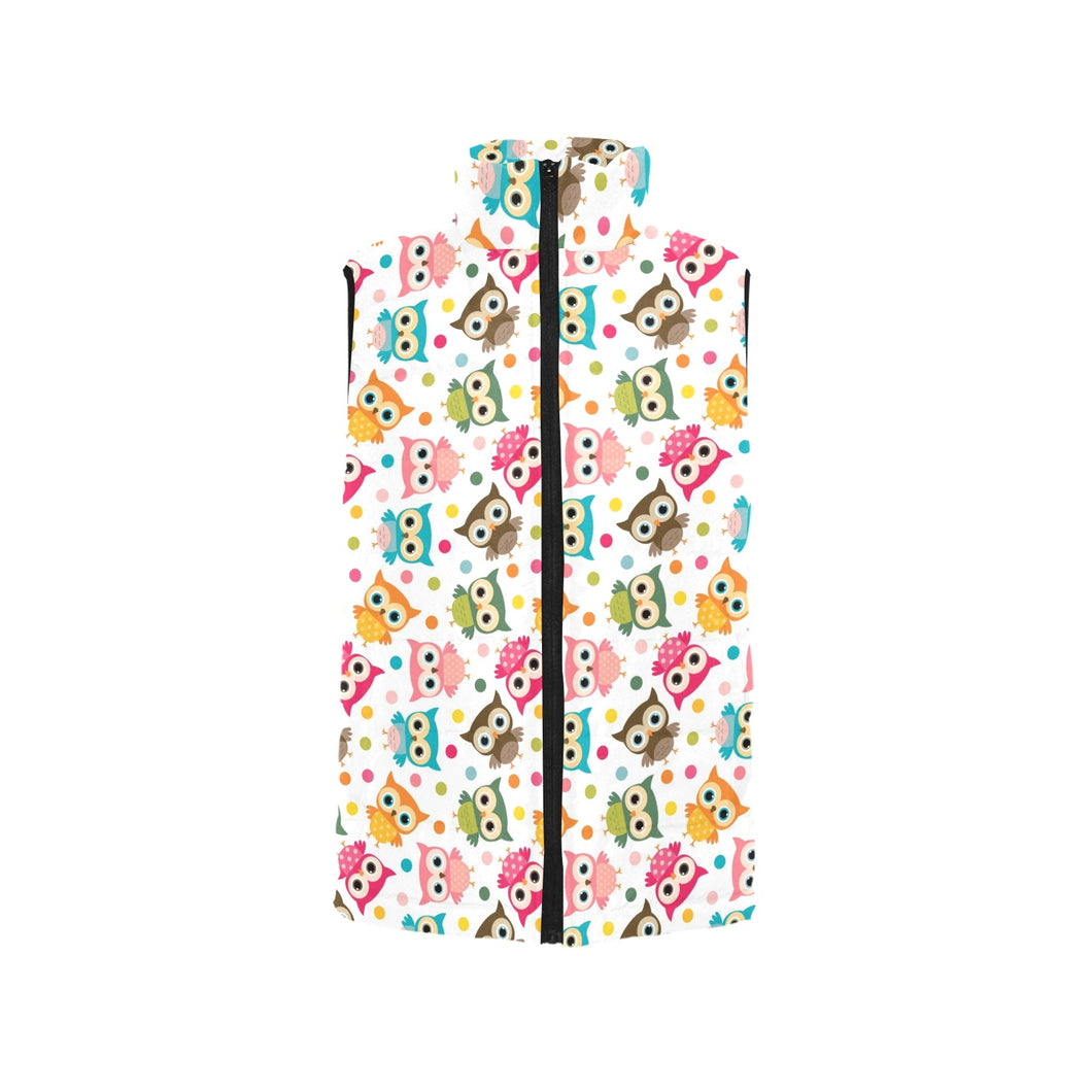 Color cute owl pattern Men's Padded Vest
