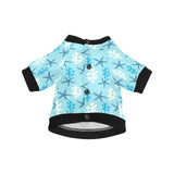 Blue starfish coral reef pattern All Over Print Pet Dog Round Neck Fuzzy Shirt