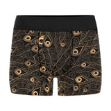 Gold peacock feather pattern Men's All Over Print Boxer Briefs Men's Underwear
