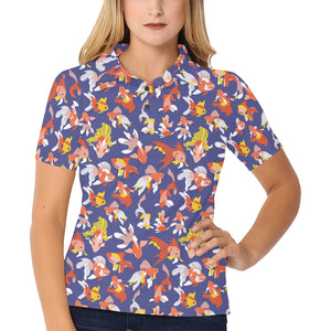 Goldfish Pattern Print Design 04 Women's All Over Print Polo Shirt