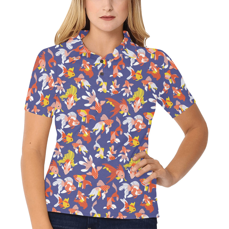 Goldfish Pattern Print Design 04 Women's All Over Print Polo Shirt