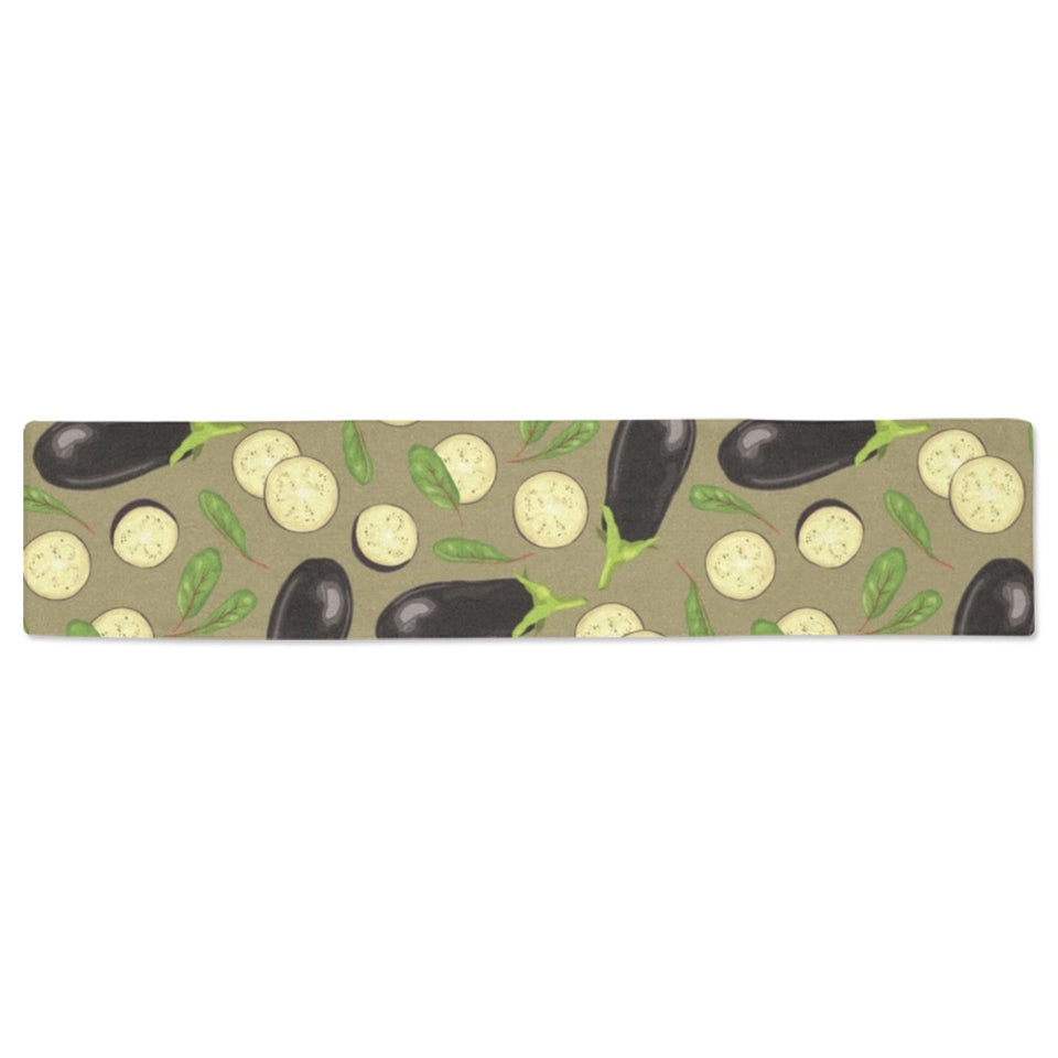 Eggplant Pattern Print Design 02 Table Runner