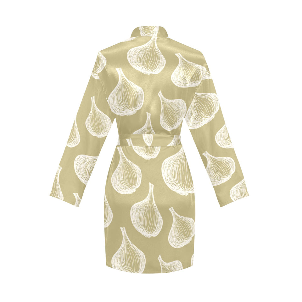 Garlic design pattern Women's Long Sleeve Belted Night Robe