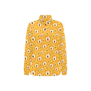 Lion Pattern Print Design 03 Women's Long Sleeve Polo Shirt