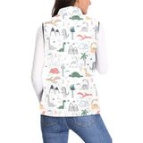 Cute cartoon dinosaurs tree pattern Women's Padded Vest