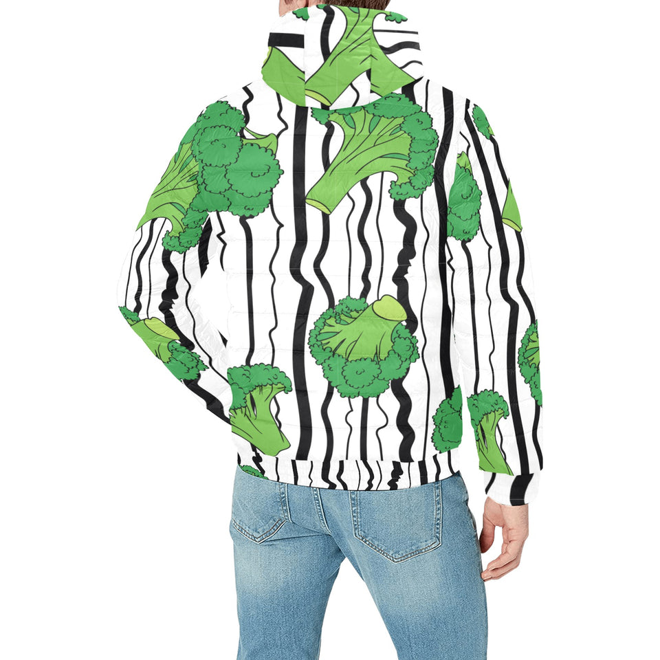 Cool Broccoli pattern Men's Padded Hooded Jacket