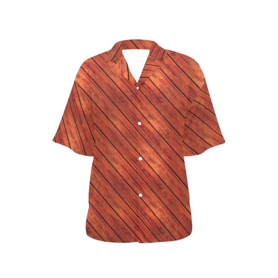Wood Printed Pattern Print Design 03 Women's All Over Print Hawaiian Shirt