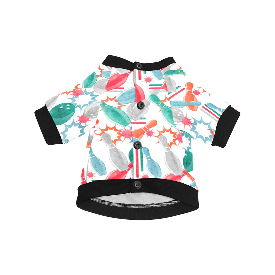 Watercolor bowling pattern All Over Print Pet Dog Round Neck Fuzzy Shirt