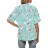 Cute koalas blue background pattern Women's All Over Print Hawaiian Shirt