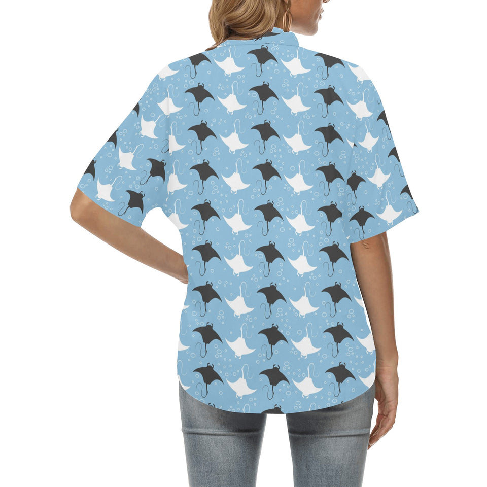 Stingray Pattern Print Design 03 Women's All Over Print Hawaiian Shirt