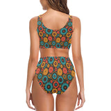 Gear Pattern Print Design 01 Chest Bowknot High Waisted Bikini Swimsuit