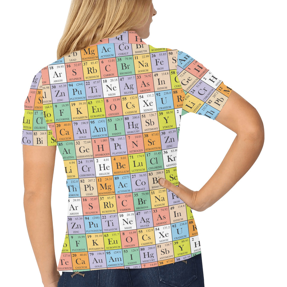 Chemistry Periodic Table Pattern Print Design 01 Women's All Over Print Polo Shirt