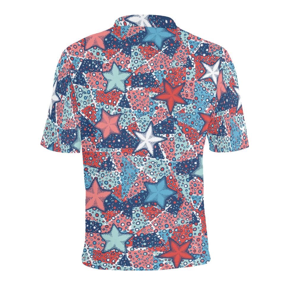 Hand drawn colorful starfish Men's All Over Print Polo Shirt