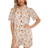 Squirrel Pattern Print Design 05 Women's V-Neck Short Pajama Set