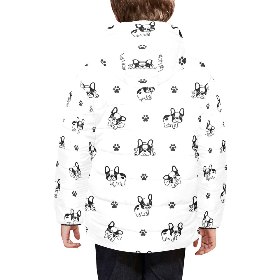 Cute french bulldog paw pattern Kids' Boys' Girls' Padded Hooded Jacket