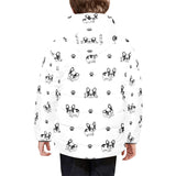 Cute french bulldog paw pattern Kids' Boys' Girls' Padded Hooded Jacket