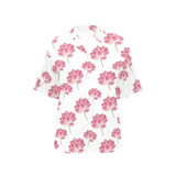 Pink lotus waterlily pattern Women's All Over Print Hawaiian Shirt