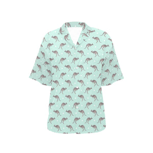 Kangaroo pattern background Women's All Over Print Hawaiian Shirt