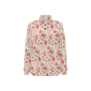 Swallow Pattern Print Design 01 Women's Long Sleeve Polo Shirt