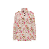 Swallow Pattern Print Design 01 Women's Long Sleeve Polo Shirt