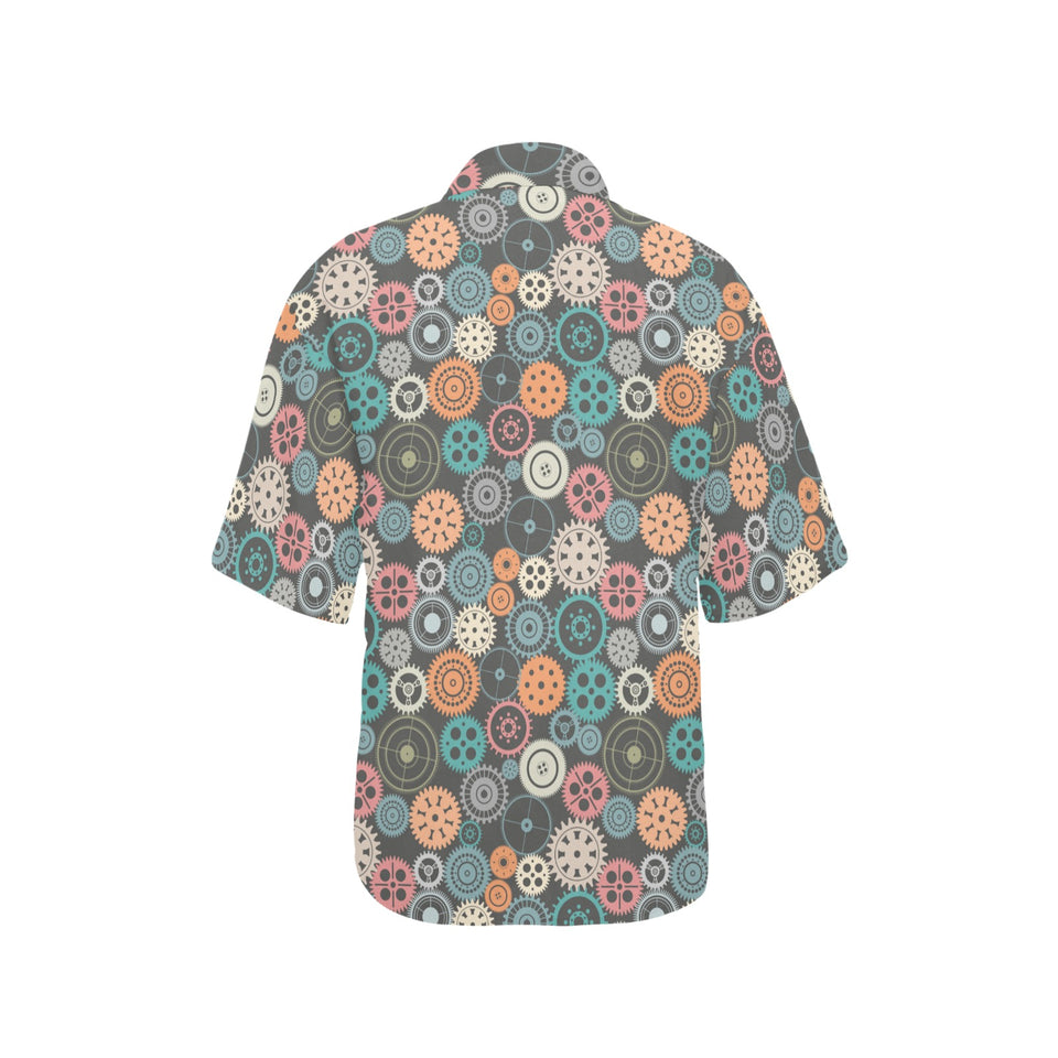 Gear Pattern Print Design 05 Women's All Over Print Hawaiian Shirt