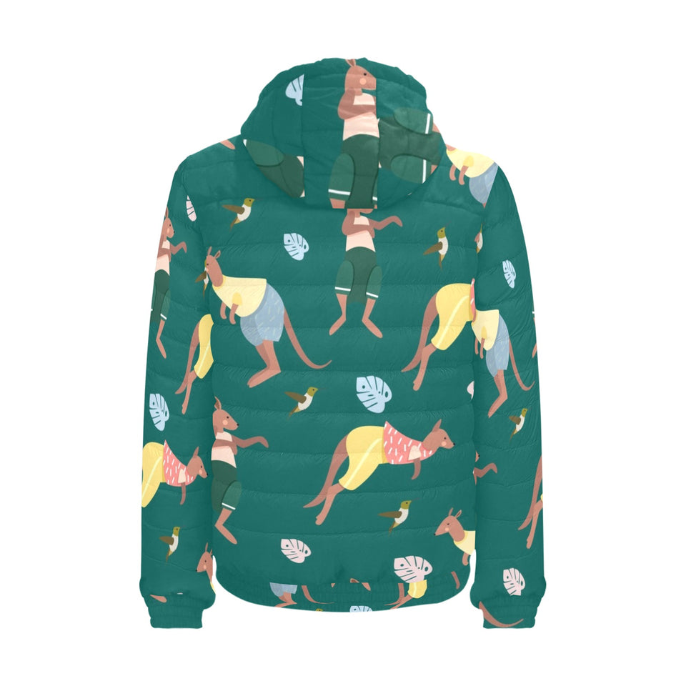 Kangaroo leaves pattern Men's Padded Hooded Jacket