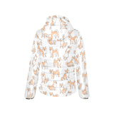 shiba inu dog pattern Women's Padded Hooded Jacket