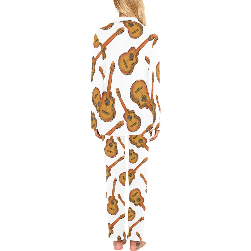 Paint Guitar Pattern Women's Long Pajama Set