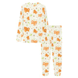 Cute brown pomeranian paw leave bone pattern Women's All Over Print Pajama Set