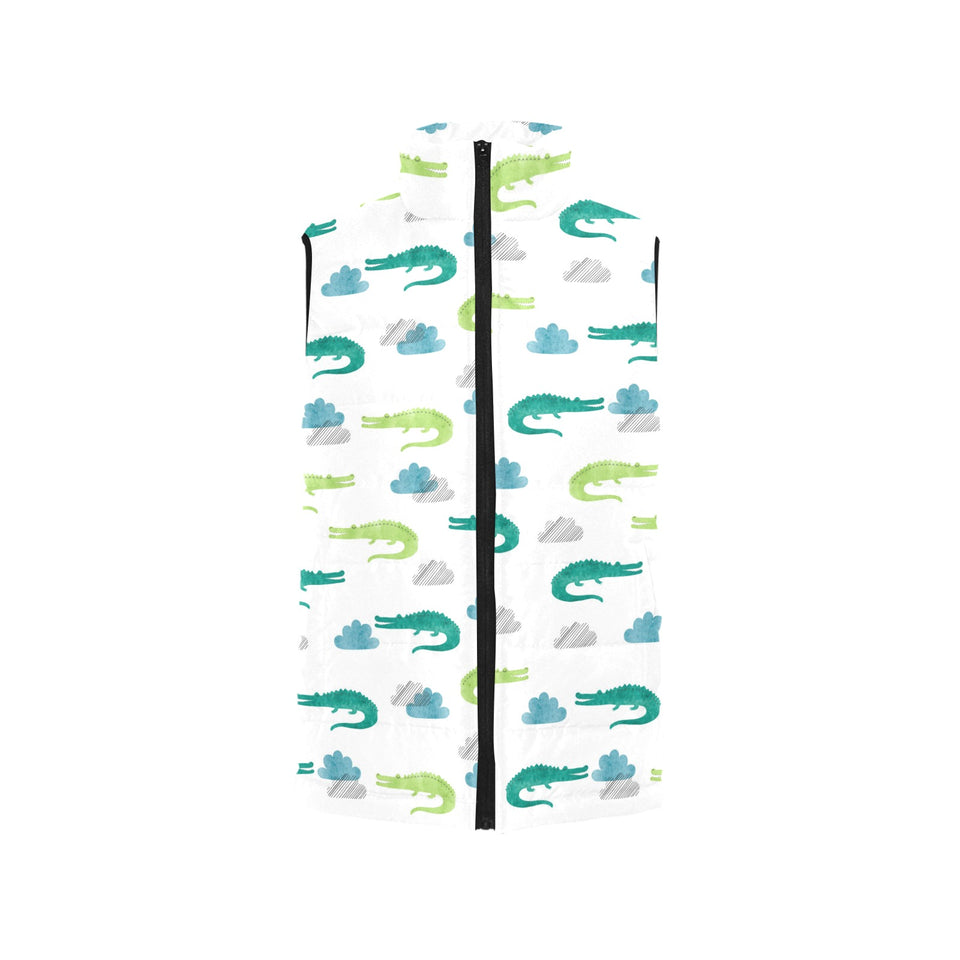 watercolor crocodile pattern Men's Padded Vest