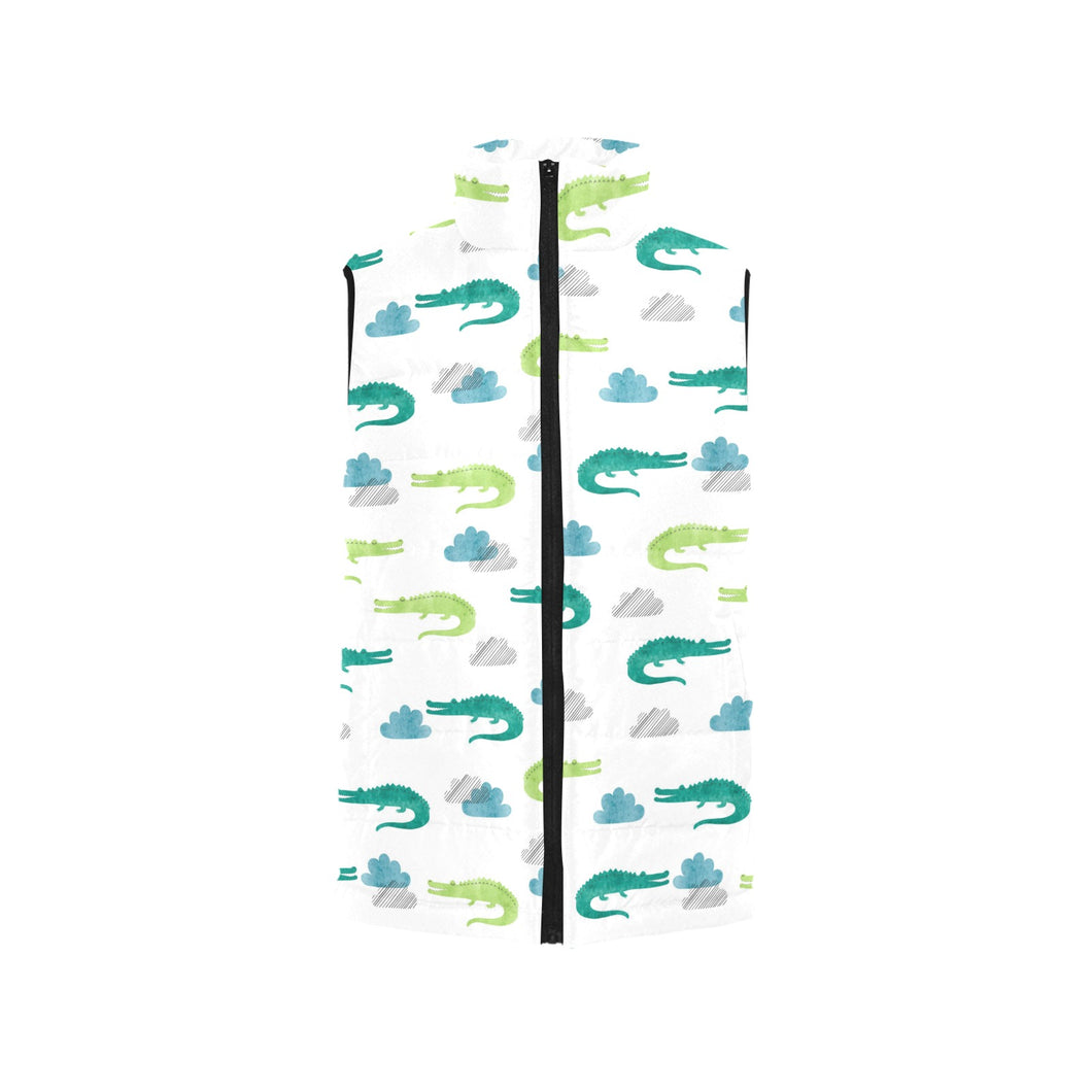 watercolor crocodile pattern Men's Padded Vest