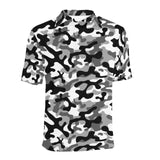 Black white camouflage pattern Men's All Over Print Polo Shirt
