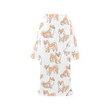 shiba inu dog pattern Blanket Robe with Sleeves