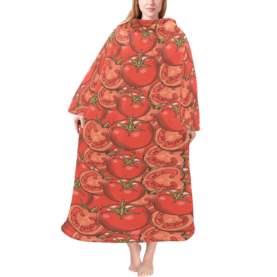 Red Tomato Pattern Blanket Robe with Sleeves