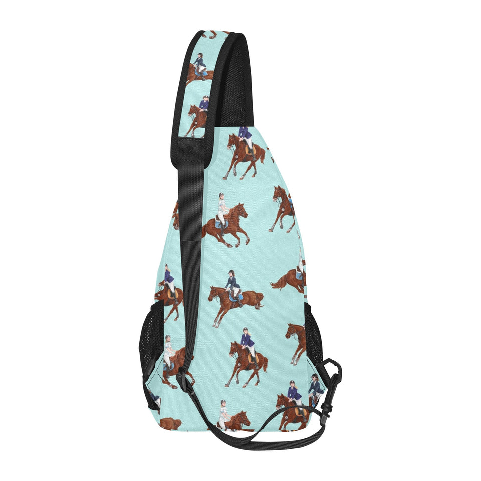 Horses running horses rider pattern All Over Print Chest Bag
