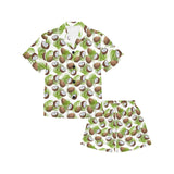 Coconut Pattern Print Design 04 Kids' Boys' Girls' V-Neck Short Pajama Set