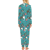 Boston terrier beautiful flower pattern Women's All Over Print Pajama Set