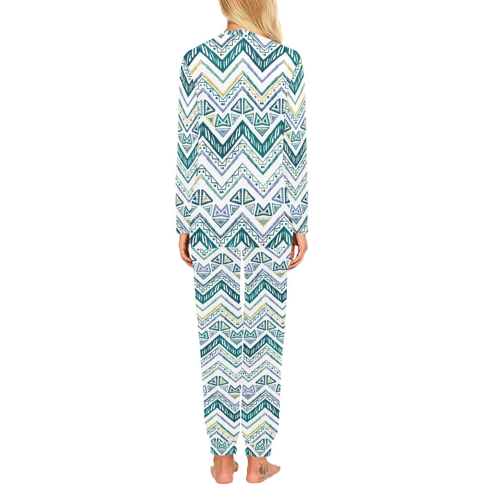 zigzag chevron paint design pattern Women's All Over Print Pajama Set