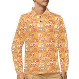 Camper Van Pattern Print Design 04 Men's Long Sleeve Polo Shirt