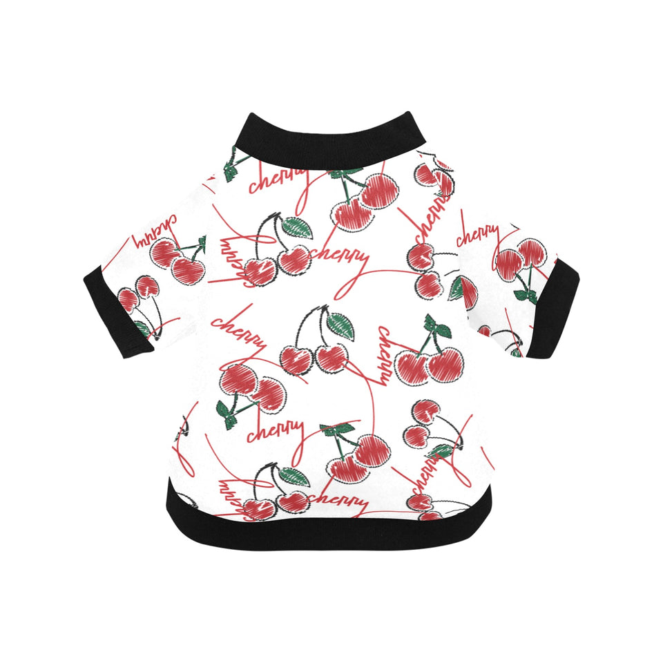 Hand drawn cherry pattern All Over Print Pet Dog Round Neck Fuzzy Shirt