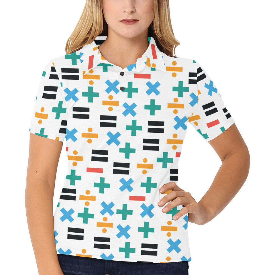 Math Pattern Print Design 05 Women's All Over Print Polo Shirt